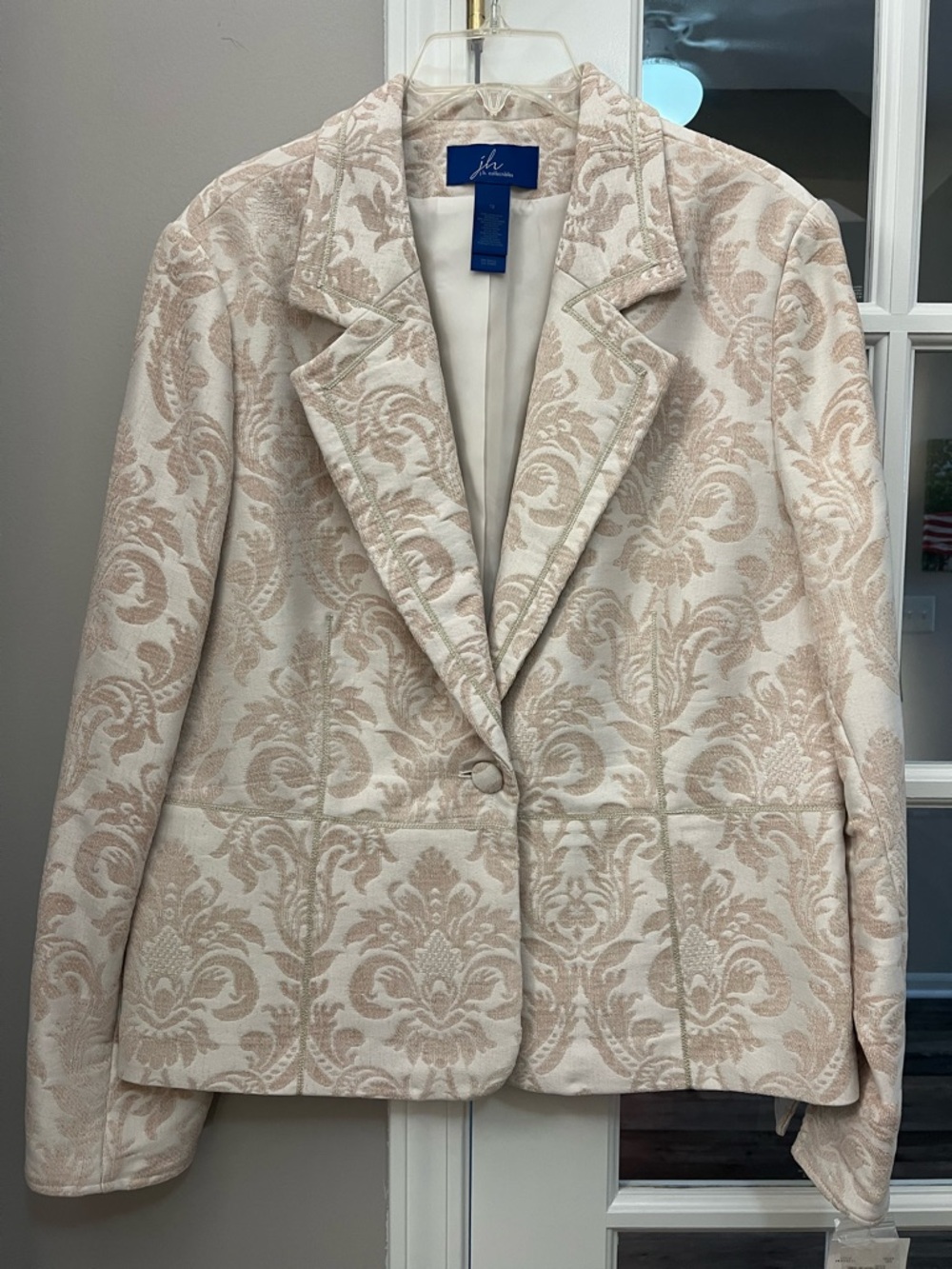 Vintage JH Collectibles Cream jacquard Single-Button Blazer size 18 NWT